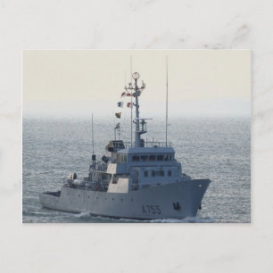 Carte Postale FNS Lion", dragueur de mines français, à l'approch