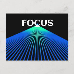 Carte postale FOCUS avec lasers verts et bleus