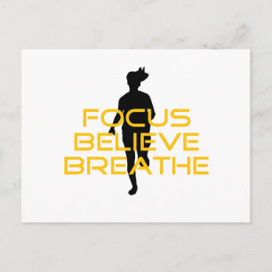 Carte Postale Focus Croire Respirer Jaune Courir Fitness