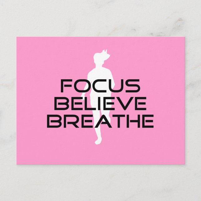 Carte Postale Focus Croire Respirer Rose Femme Runner (Devant)