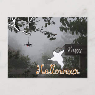 Carte postale Foggy Autumn & Spider Ghost HALLOWEE