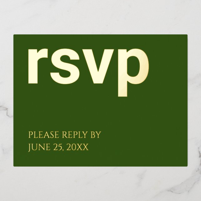 Carte postale Foil RSVP Forest Green Repas Choix (Recto)