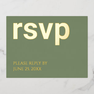 Carte postale Foil RSVP Sage Green Stylish Repas C