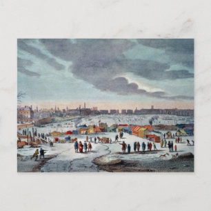 Carte Postale Foire du gel sur la Tamise près du temple
