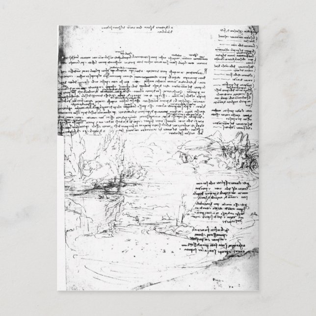 Carte Postale Fol.145v-a, page du carnet de Da Vinci (Devant)