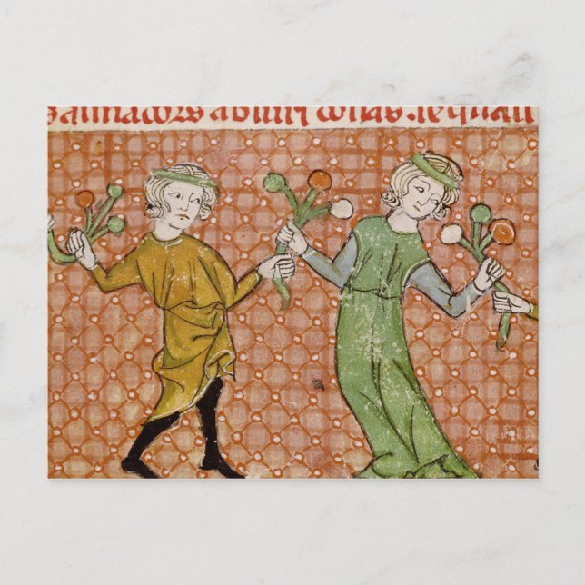 Carte Postale Fol.215v La tentation : Un couple dansant (Devant)