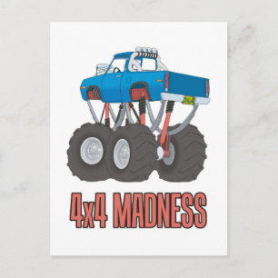 Carte Postale Folie 4x4 : Camion Monster hors-route haut soulevé