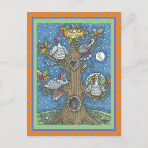 CARTE POSTALE FOLK ART TURQUIE ARBRE, GRÂCE À GOBBLER HUMOUR
