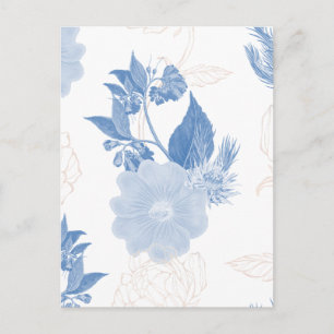 Carte Postale Fond à motif de fleurs bleues dessinées à la main