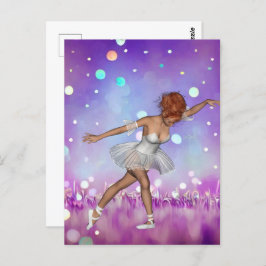 Carte Postale Fond de bokeh peint violet & ballerine