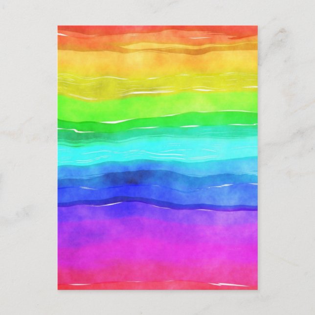 Carte Postale Fond de rayures arc-en-ciel à l'aquarelle (Devant)