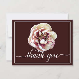 Carte Postale Fond de vin de pivoine blanche et cramoisie Merci
