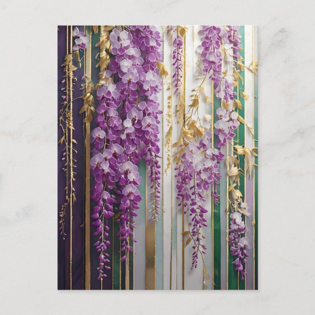 Carte Postale Fond d'écran en fleurs Violet Or Wisteria (Devant)