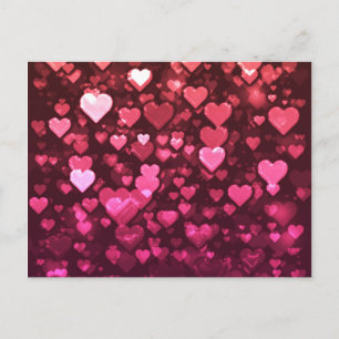 Carte Postale Fond d'écran numérique à bokeh rose avec des cœurs