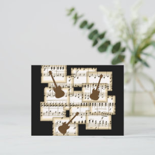 carte postale fond guitares papier musique