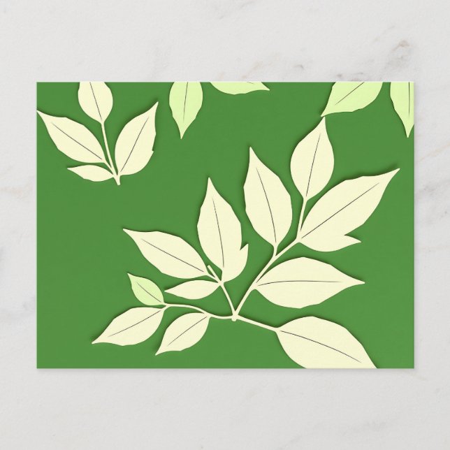 Carte Postale Fond vert brillant avec feuille pâle  (Devant)