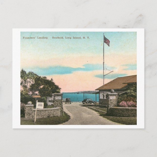 Carte Postale Fondateurs Landing, Southold, Long Island NY Vinta (Devant)