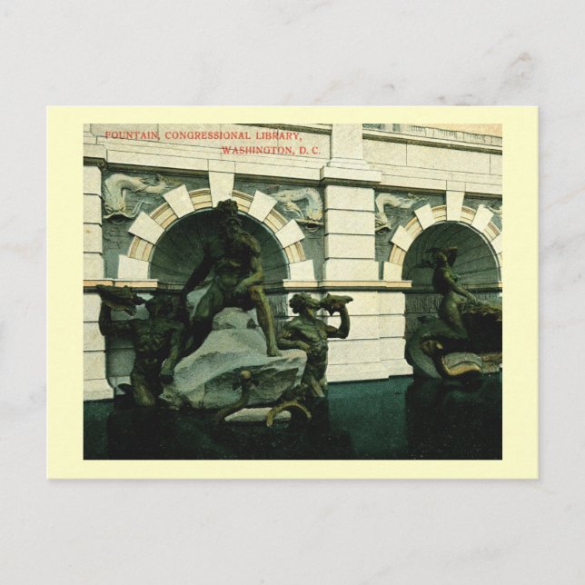 Carte Postale Fontaine, Bibliothèque du Congrès, Washington DC (Devant)