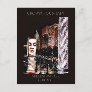 Carte Postale Fontaine de Couronne Millenium Park Randsom Art