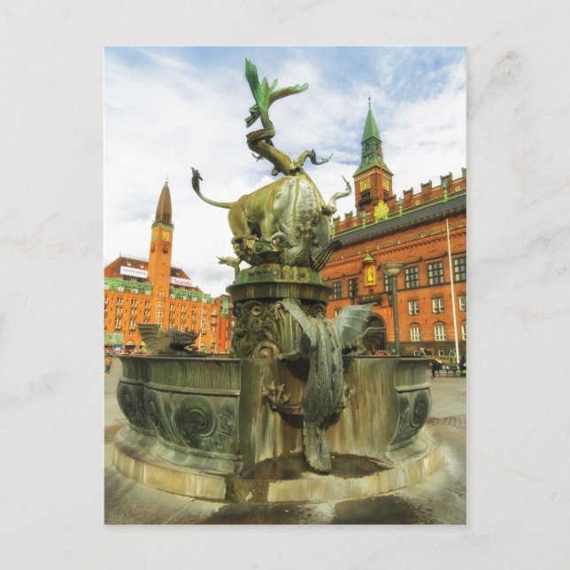 Carte Postale Fontaine de dragon à Copenhague (Devant)