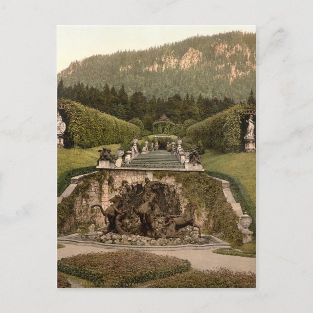 Carte Postale Fontaine de Neptune, château de Linderhof, Allemag (Devant)