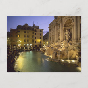 Carte Postale Fontaine de Trevi la nuit, Rome, Lazio, Italie