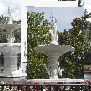 Carte Postale Fontaine du parc Forsyth Savannah GA Photographiqu