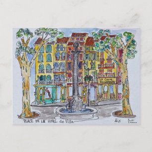 Carte Postale Fontaine Place de L'Hôtel de Ville