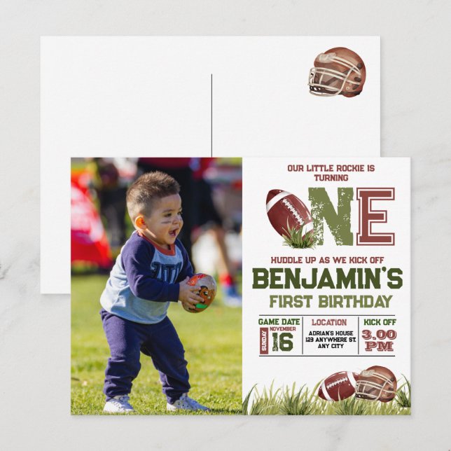 Carte Postale Football 1re année anniversaire de down (Devant / Derrière)