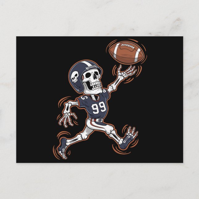 Carte Postale Football américain Squelette Halloween Football (Devant)