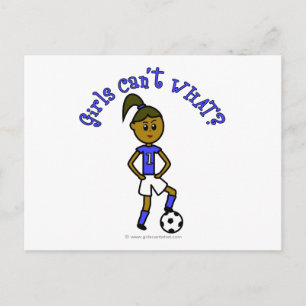 Carte Postale Football féminin noir en Uniforme bleu