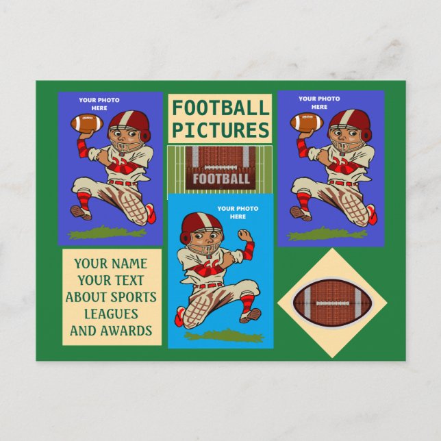 Carte Postale Football Vos photos et les sports textuels (Devant)