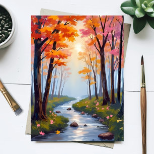Carte Postale Forest Creek   Paysage aquarelle du feuillage d'au