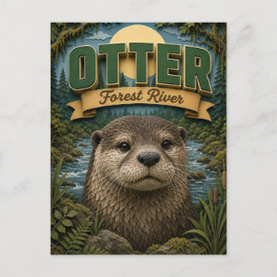Carte Postale Forêt de loutres rivière Popcut