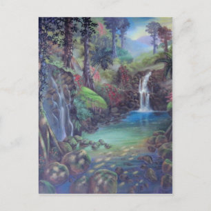 Carte Postale Forêt de pluie Paysage Cascades de la rivière Art