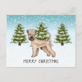 Carte Postale Forêt d'hiver de neige de Terrier roux à revêtemen