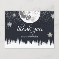 Forêt d'hiver Lune et Snowflakes Mariage Merci