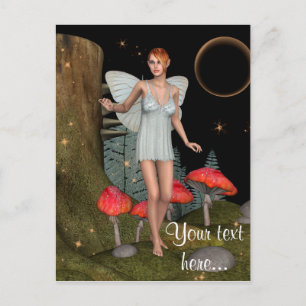 Carte Postale Forêt Enchantée Fée Champignon Fantaisie Artistiqu