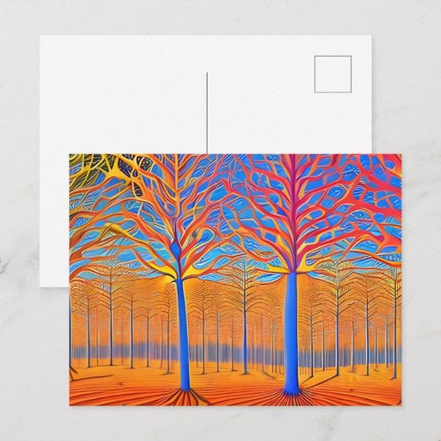 Carte Postale Forêt forestière d'Art Moderne (Devant / Derrière)