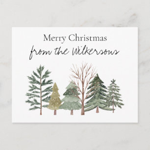 Carte Postale Forêt hivernale à l'aquarelle Arbres simples