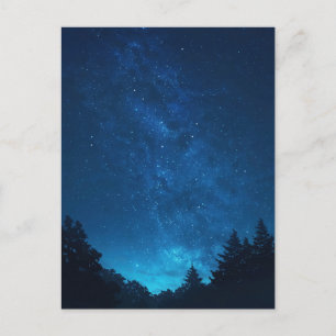 Carte Postale Forêt lumineuse bleue de la Voie lactée