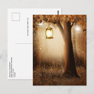 Carte Postale Forêt Magique avec Lumières de Fée