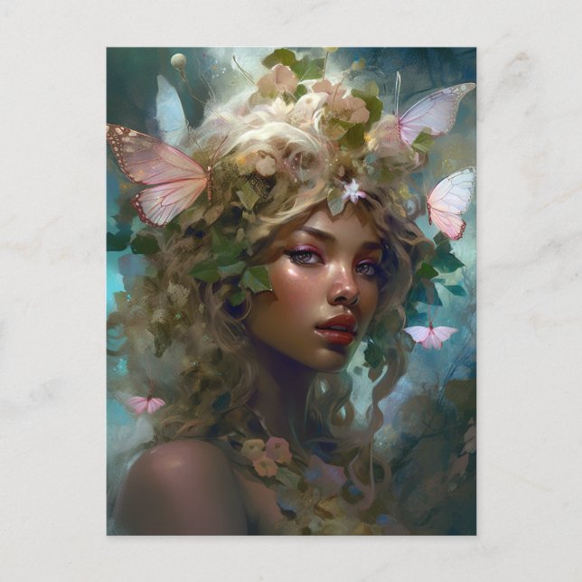 Carte Postale Forêt Nymph Fairy Girl Imaginaire Art (Devant)
