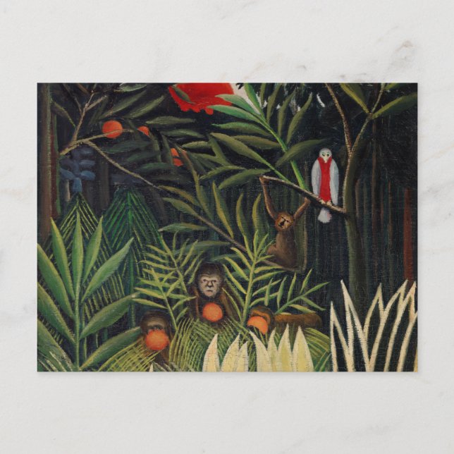 Carte Postale Forêt tropicale avec singes par Henri Rousseau (Devant)
