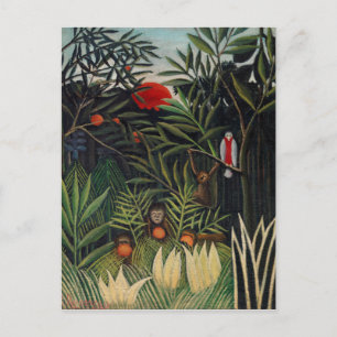 Carte Postale Forêt tropicale avec singes par Henri Rousseau