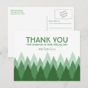 Carte Postale Forêt verte, mariage champêtre, merci