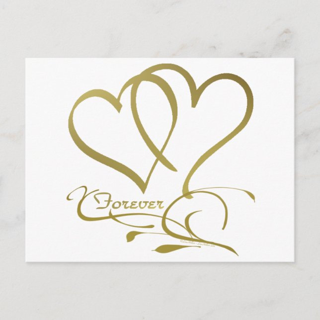 Carte Postale Forever Hearts Gold éditable couleurs arrière - pl (Devant)