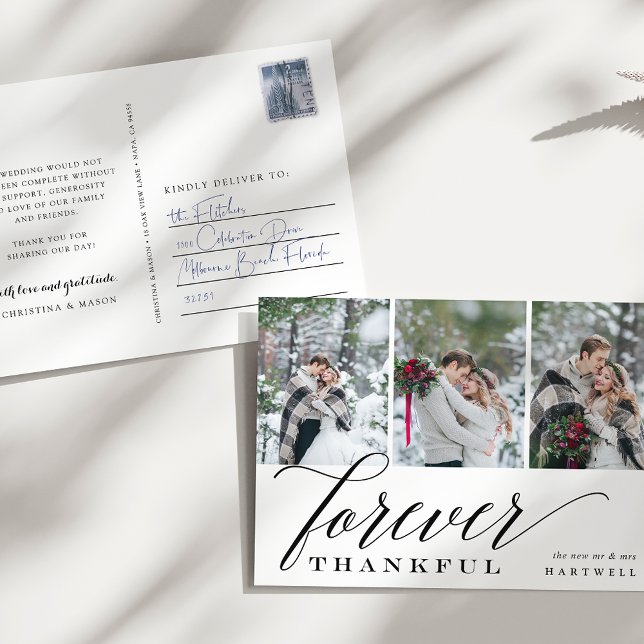 Carte Postale Forever Thankor | Mariage Photo Collage Merci (Créateur téléchargé)