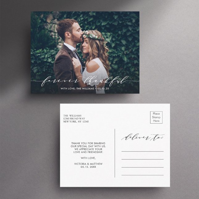 Carte Postale Forever Thankor | Photo Mariage Merci (Front & Back)