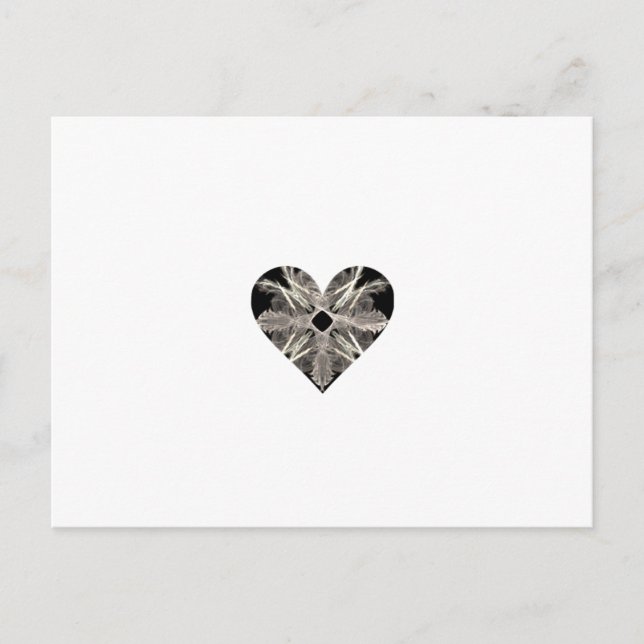 Carte Postale Forme de coeur de l'art fractal noir et blanc (Devant)